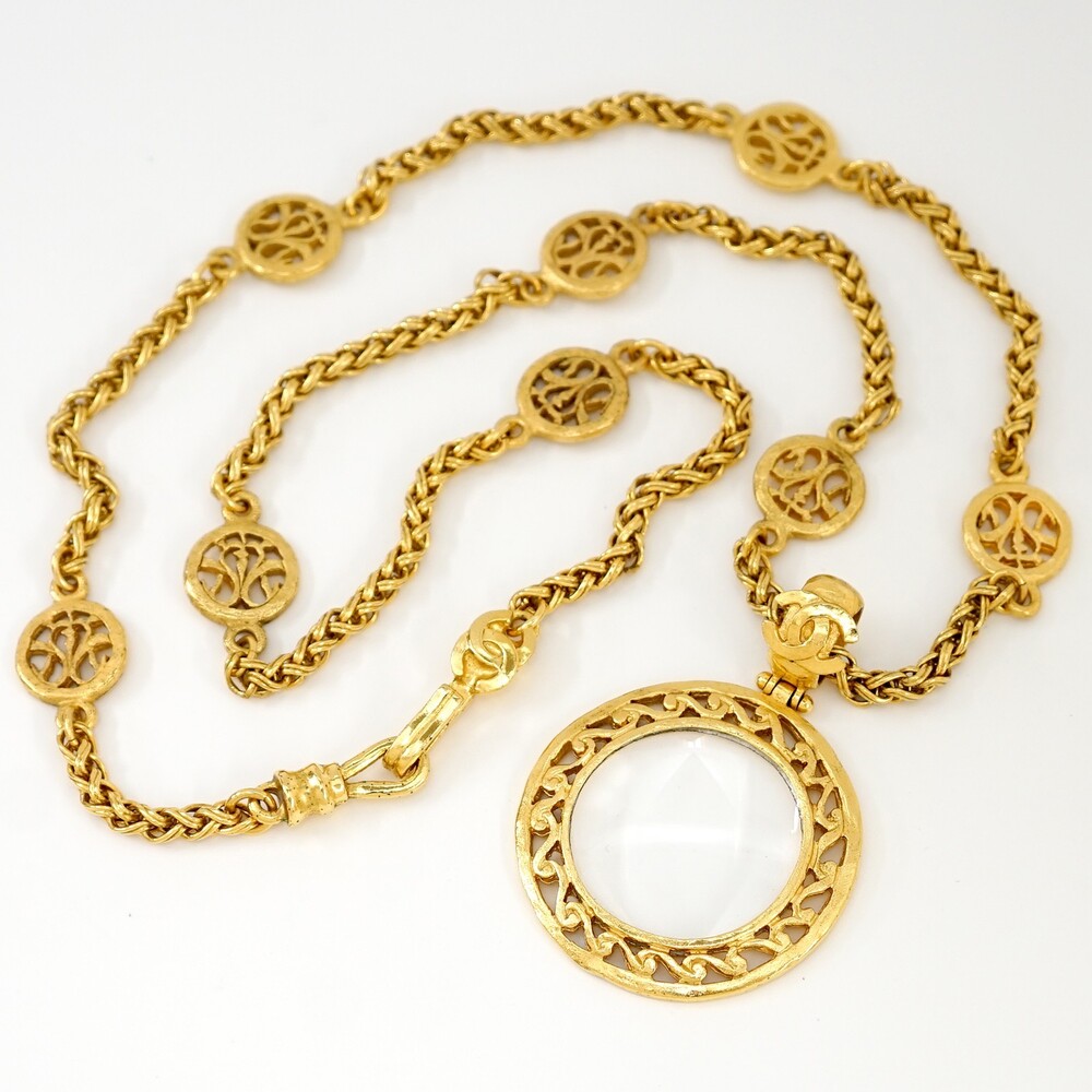 Chanel Cc Logo Loupe Pendant Necklace #355035C96B